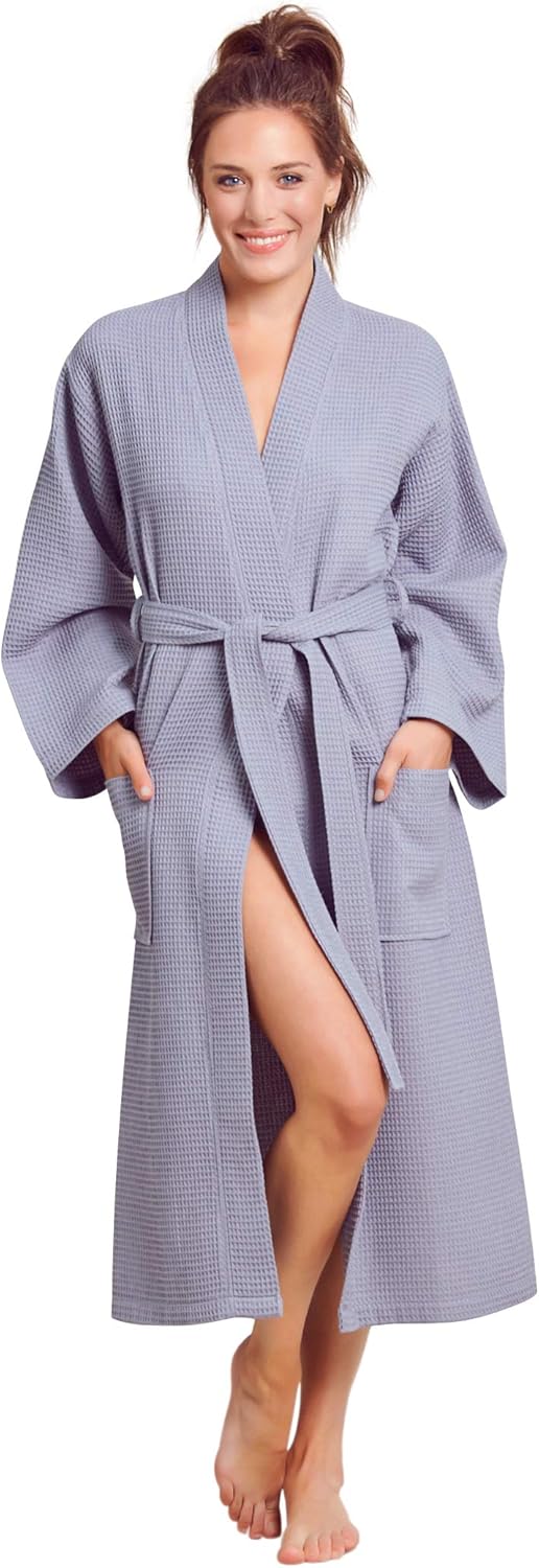 Women's Luxurious Cotton Bathrobe - Absorbent & Quick Dry - Lightweight & Soft - Kimono Style Waffle Weaved Robe for Women - Image 3