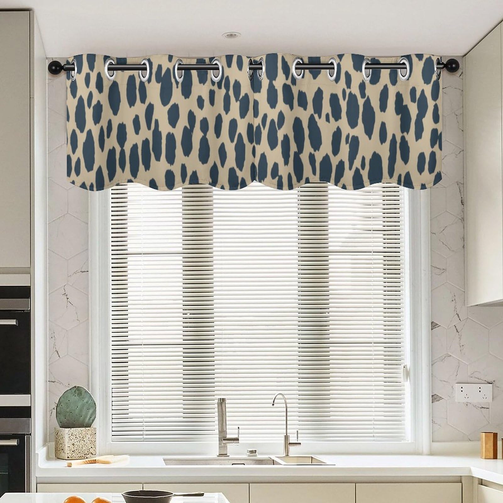Cenefas de lujo negras con diseño oriental y guepardo para ventanas de salón y cocina