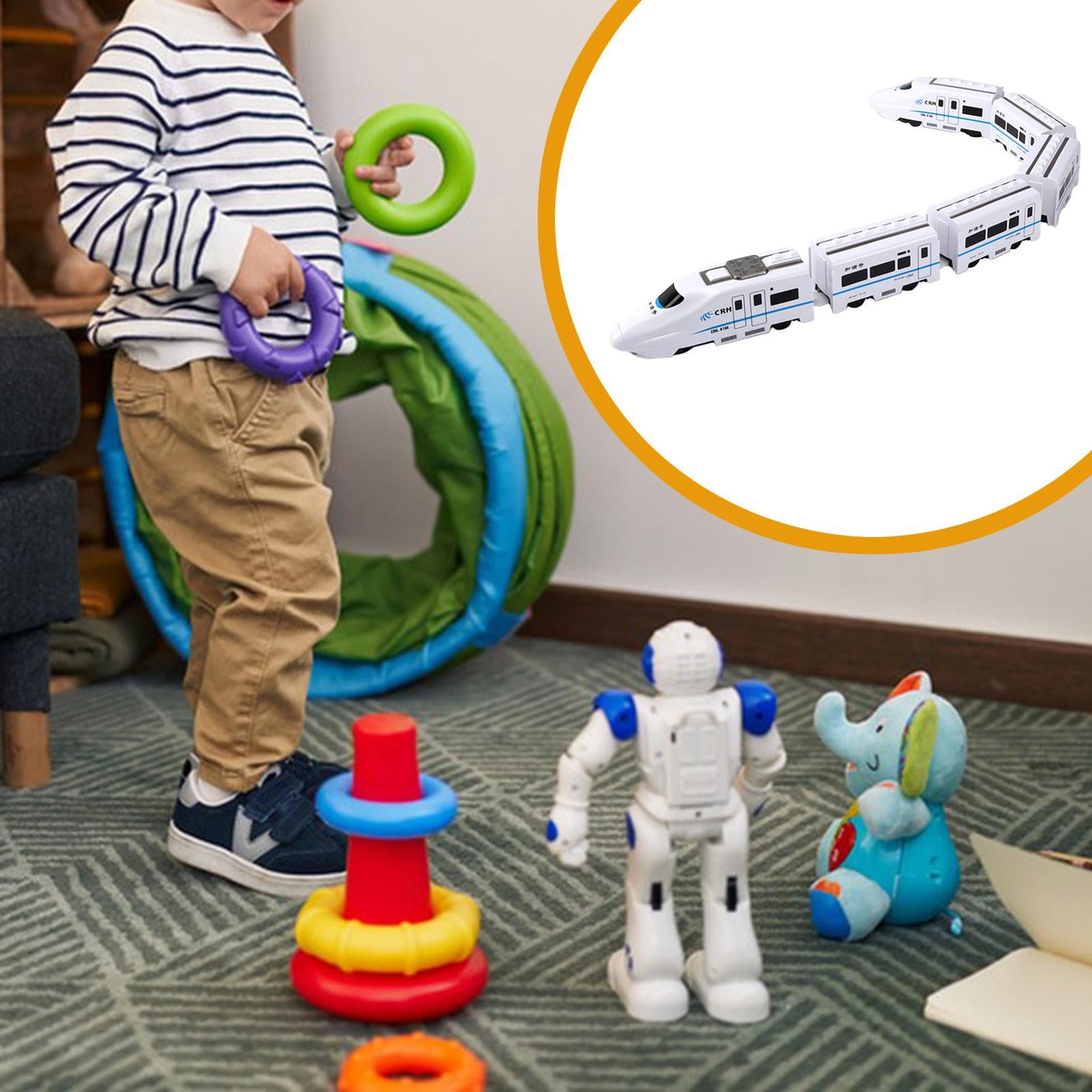 Trenino Elettrico Giocattolo Ad Alta velocità, Set Ferroviario per Bambini, Modello di Simulazione Ferroviaria, Playset in Materiale PP per L'inte, 6 carrozze