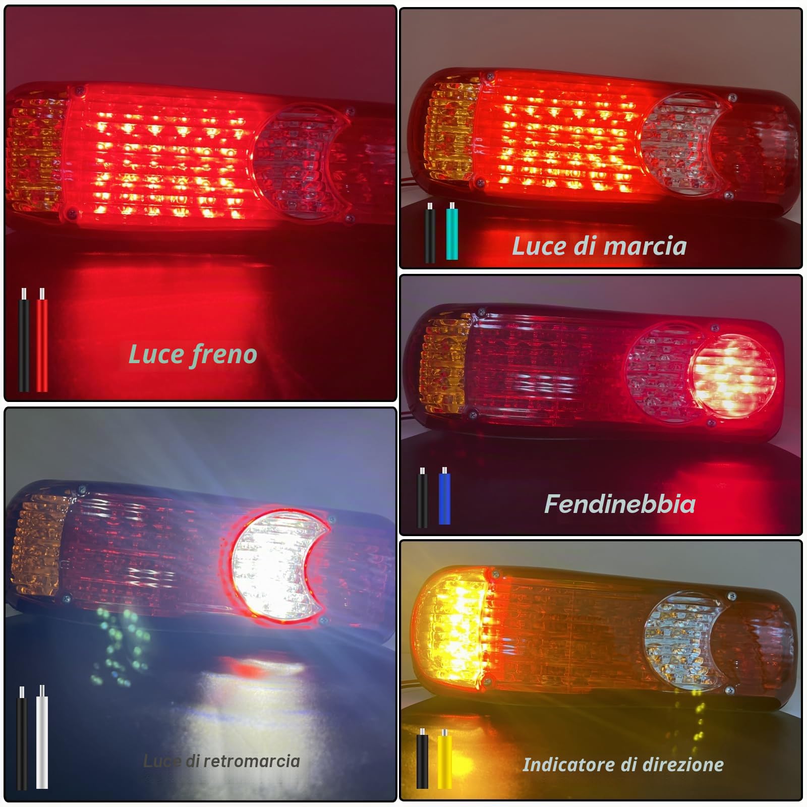 Biqing 2PCS Coperchio Fanale Posteriore Camion,12V 46LED Luci Posteriori Fanali Trailer Lampadine Indicatori di Parcheggio Lampada per luci Posteriori per semirimorchio per Camion