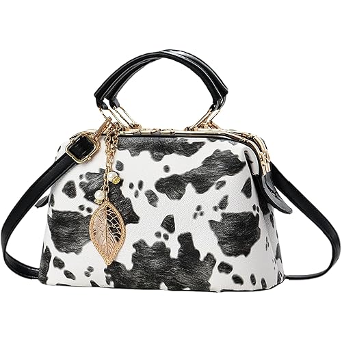 Women's Leather Handbag, Top-Handle Satchel Purse with Crossbody Strap, Fashion Tote Shoulder Bag for Daily Use