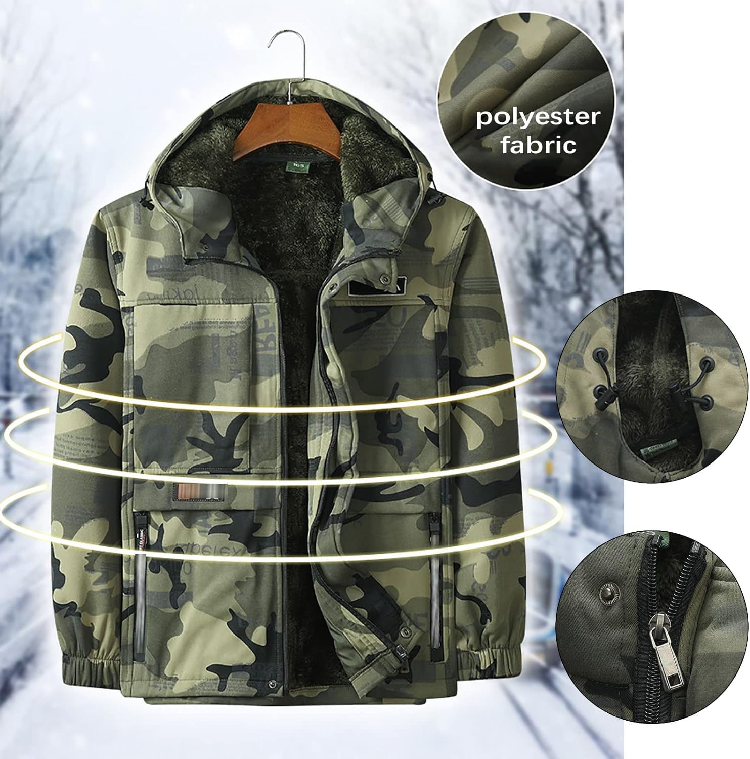 Męski mundur wojskowy ACU Camo kurtka i spodnie gruby ciepły strój Cp Camo mundury dla armii Airsoft Paintball polowanie, żółty, XXL