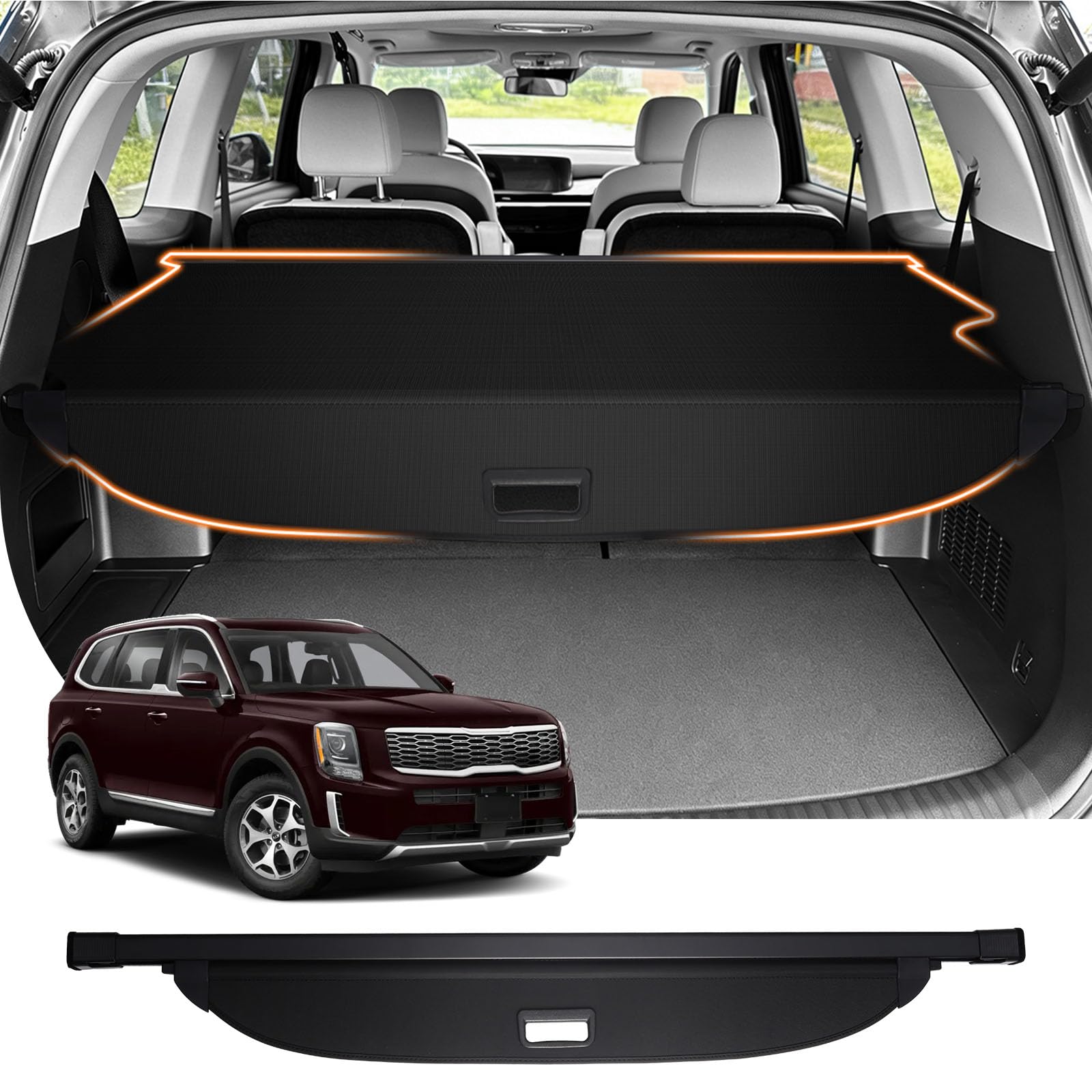 Powerty Cargo Cover for 2020-2025 Kia Telluride Accessories, Canvas