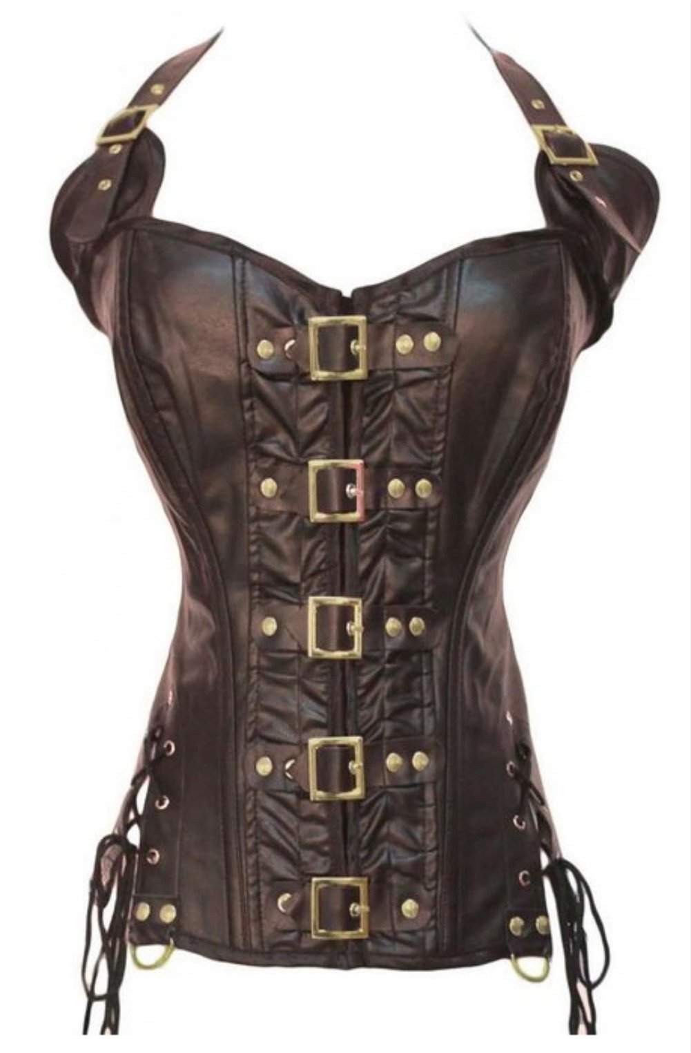 KUOSE Damen Vollbrust Lackleder Korsett Corsagentop Bustier Korsage Shirt