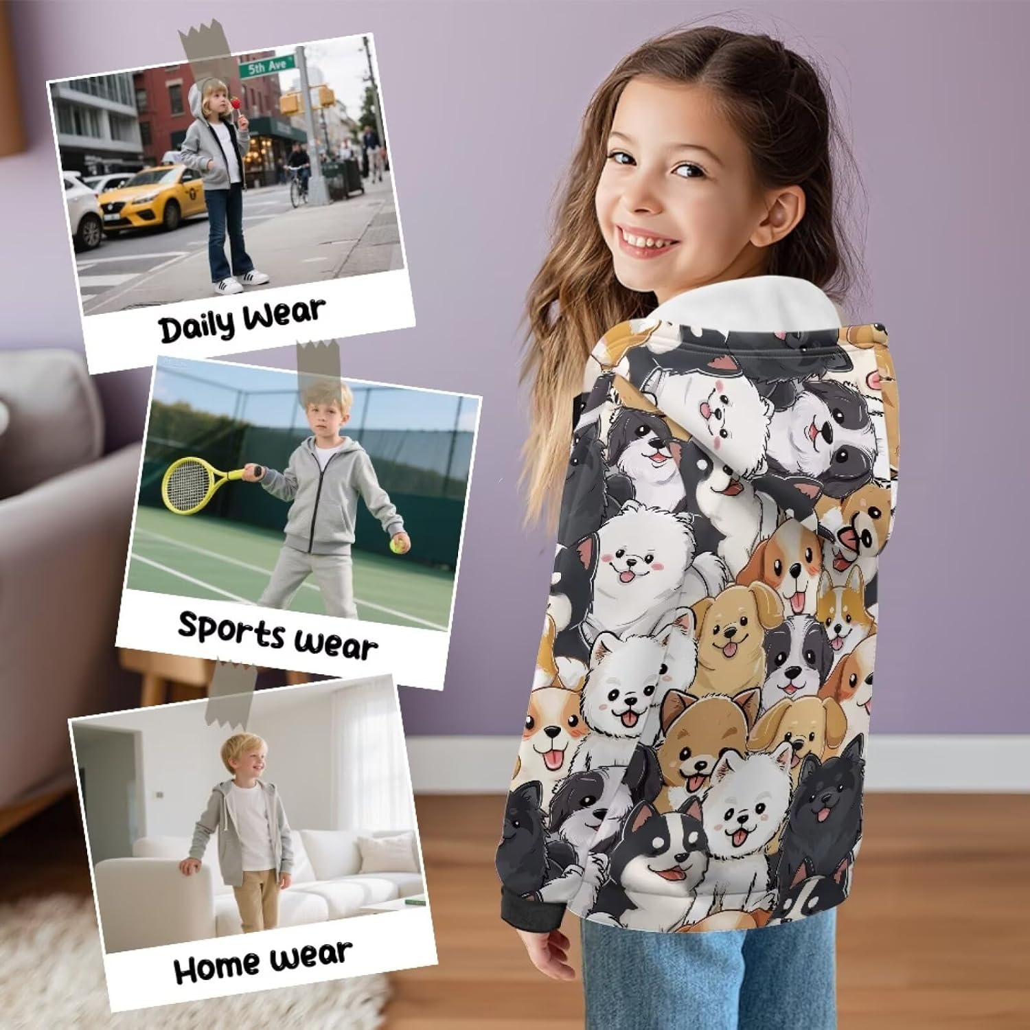 Hoodies for Teen Girls Long Sleeve Sweatshirts with Pocket Lightweight Fleece Full Zip Shirt