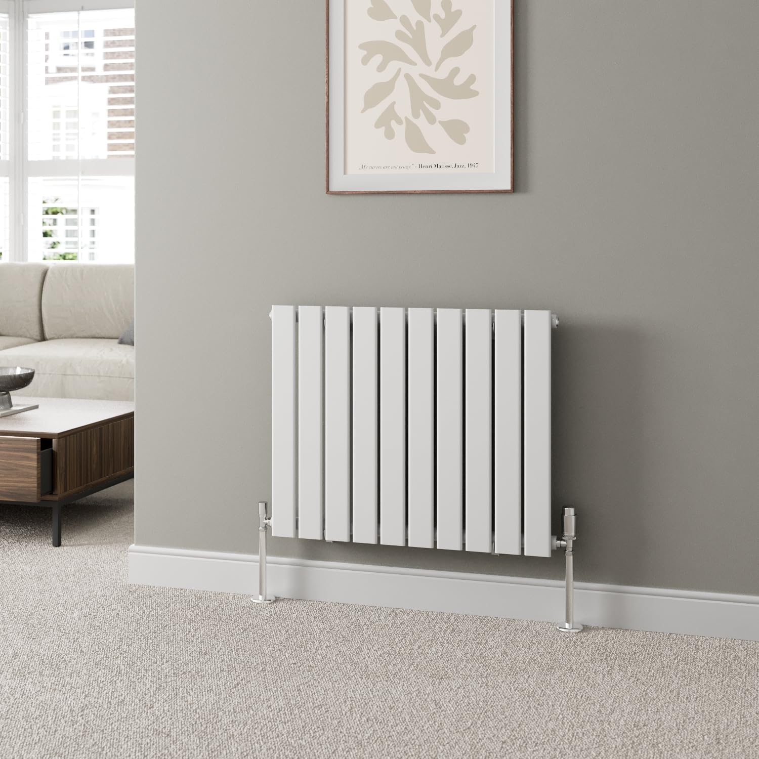 Duratherm White Duratherm® 600 X 756Mm Horizontal Designer Radiator Single Column Flat Panel Modern Modern Central Heating Panels Bathroom Radiators