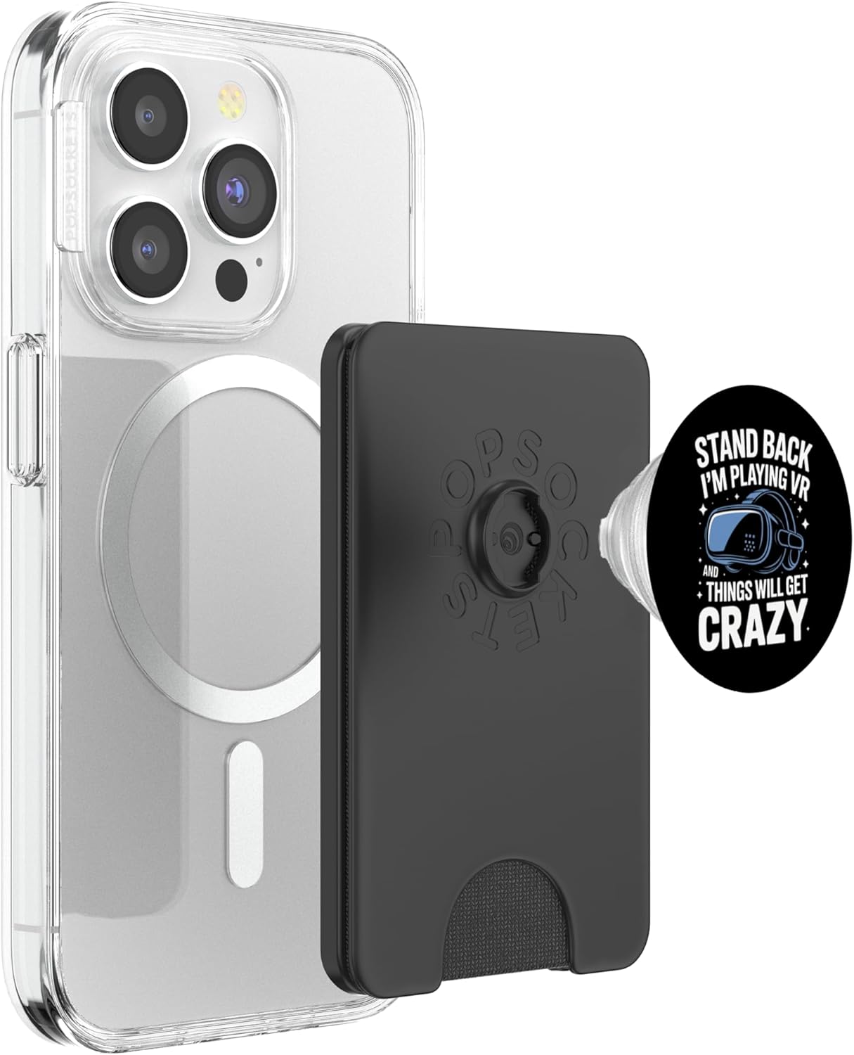 Virtual Reality Stand Back I'm Playing Vr PopSockets PopWallet for MagSafe