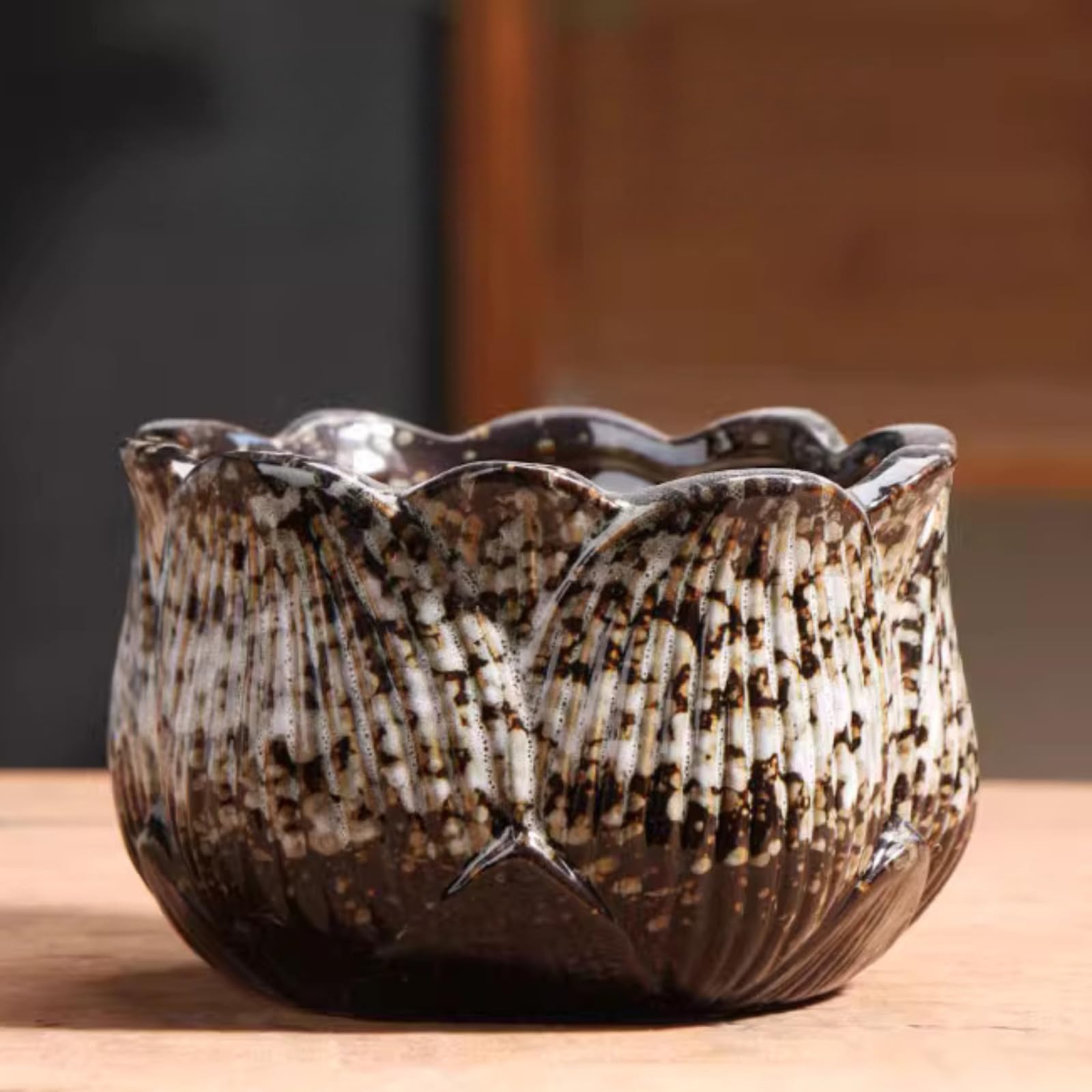 Pot de fleurs lotus en céramique petit format 12,5 cm pour plante d'intérieur