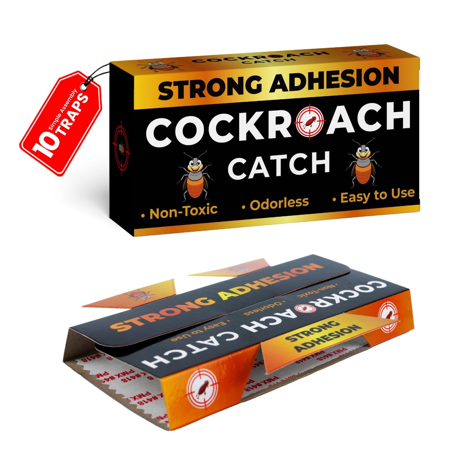 Cockroach Gel Baited Glue,Pack of 10 Great for Home with Kids & Pets Indoor, Sticky Pest Control Trap Roach Killer Roach Traps, Cockroach Traps Indoor Home, (40)-image-17