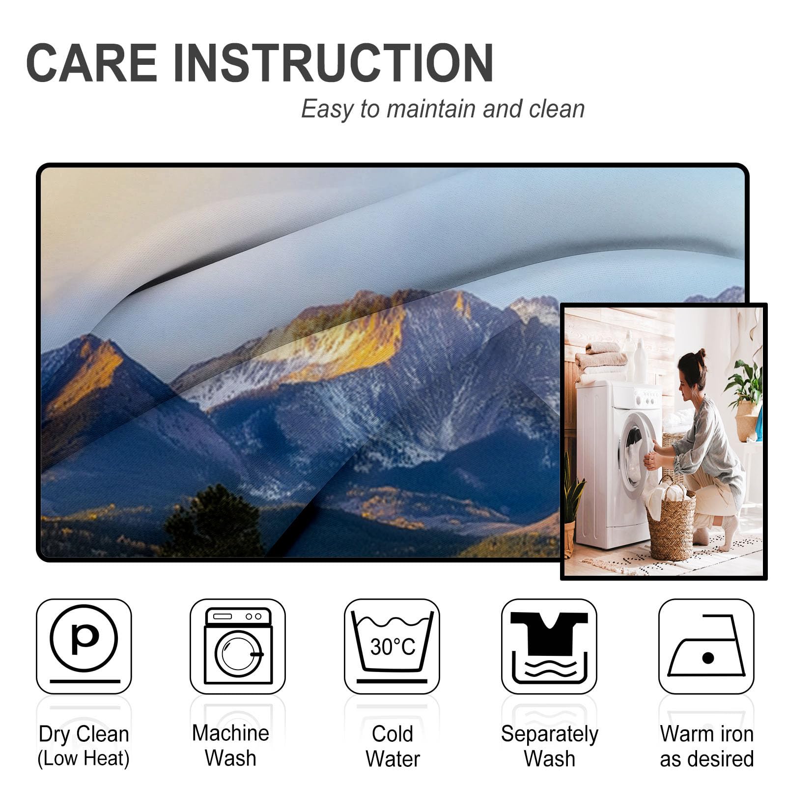 Rideau Occultant Isolant Thermique, Anti Froid Rideaux Opaque pour Chambre Coucher Salon Paysage Décor Chambre, Motif Vallée Champ, 140L X 225H cm, 2 Panneaux, Or Bleu