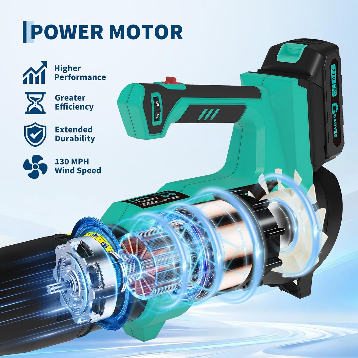 Cordless Leaf Blower - 550CFM & 150MPH, Electric Leaf Blower 2 * 2.0Ah Battery, 20V Blowers Cordless, Lightweight Battery Blowers for Lawn, Patio, Yard, Garden, Outdoor