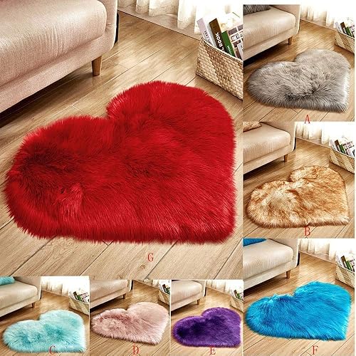Miniatura 2 de Alfombras esponjosas en forma de corazón, suaves de piel de oveja sintética para el hogar, sofá, suelo, alfombra de felpa rosa para dormitorio de