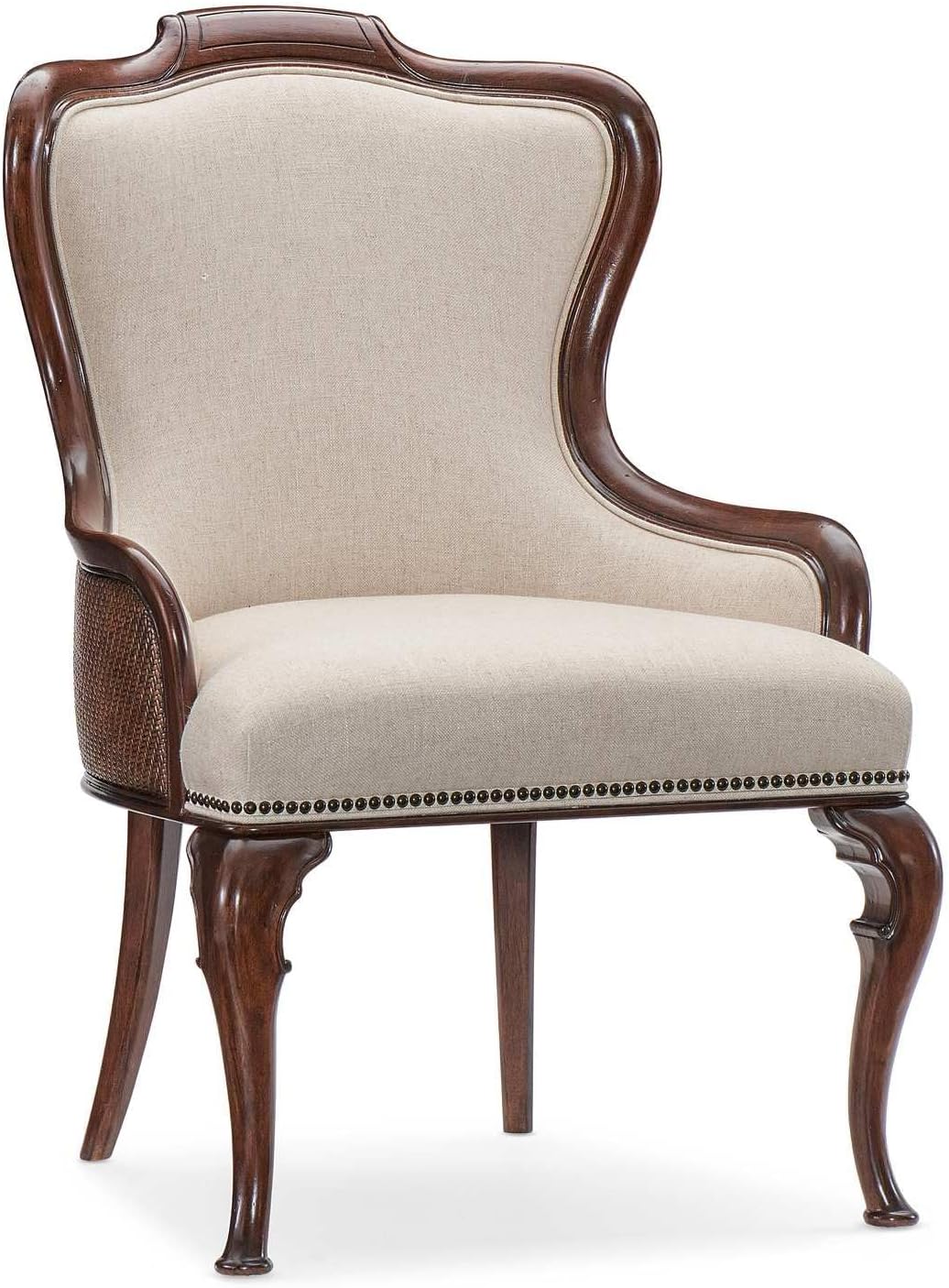 Charleston Fabric Upholstered Arm Chair in Cherry Brown