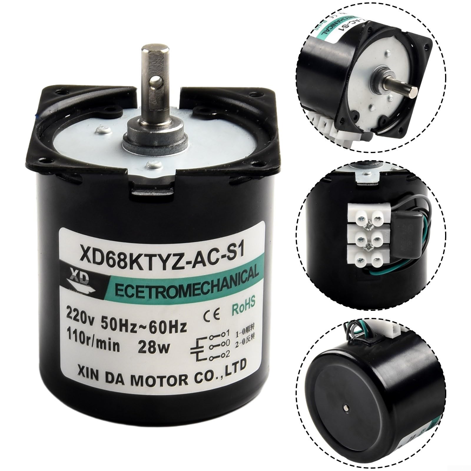 1 moteur synchrone à aimant permanent compact 220 V AC Moteur synchrone 68 KTYZ Moteur synchrone à aimant permanent 2 5 tr/min 110 tr/min Idéal pour la maison/le bureau (2,5 tr/min)