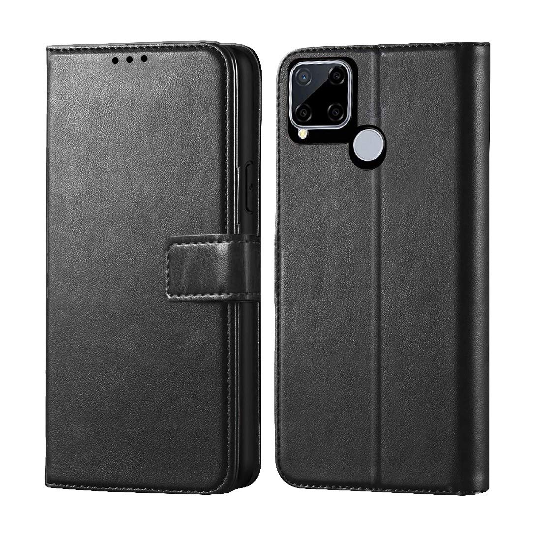 Casotec Flip Cover for Realme C15 | Premium Leather Finish | Inbuilt Pockets & Stand | Flip Case for Realme C15 (Black) (B08L99B5YJ) Amazon Price History, Amazon Price Tracker