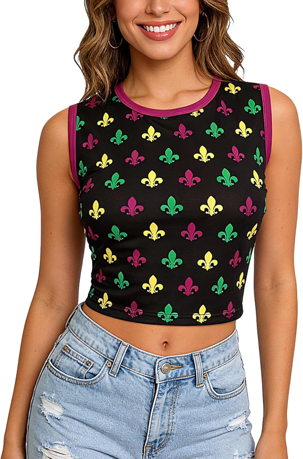 Women Novelty Crop Top Tank Sleeveless 3D Printed Shirts