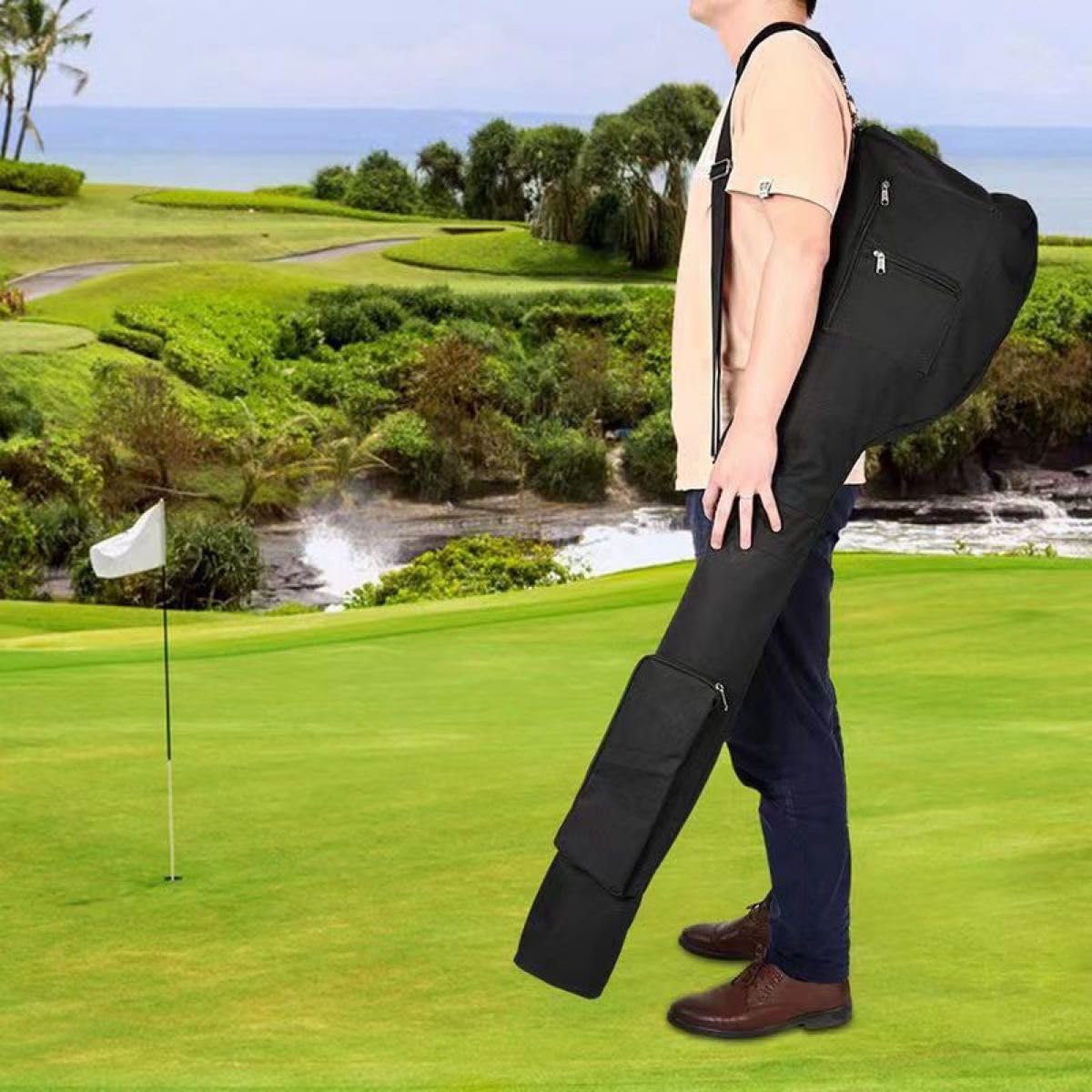 中古BOUNCER GOLFING ゴルフバッグ クラブケース 黒 練習用などに ゴルフ練習用クラブケース 黒 中古BOUNCER GOLFING ゴルフバッグ