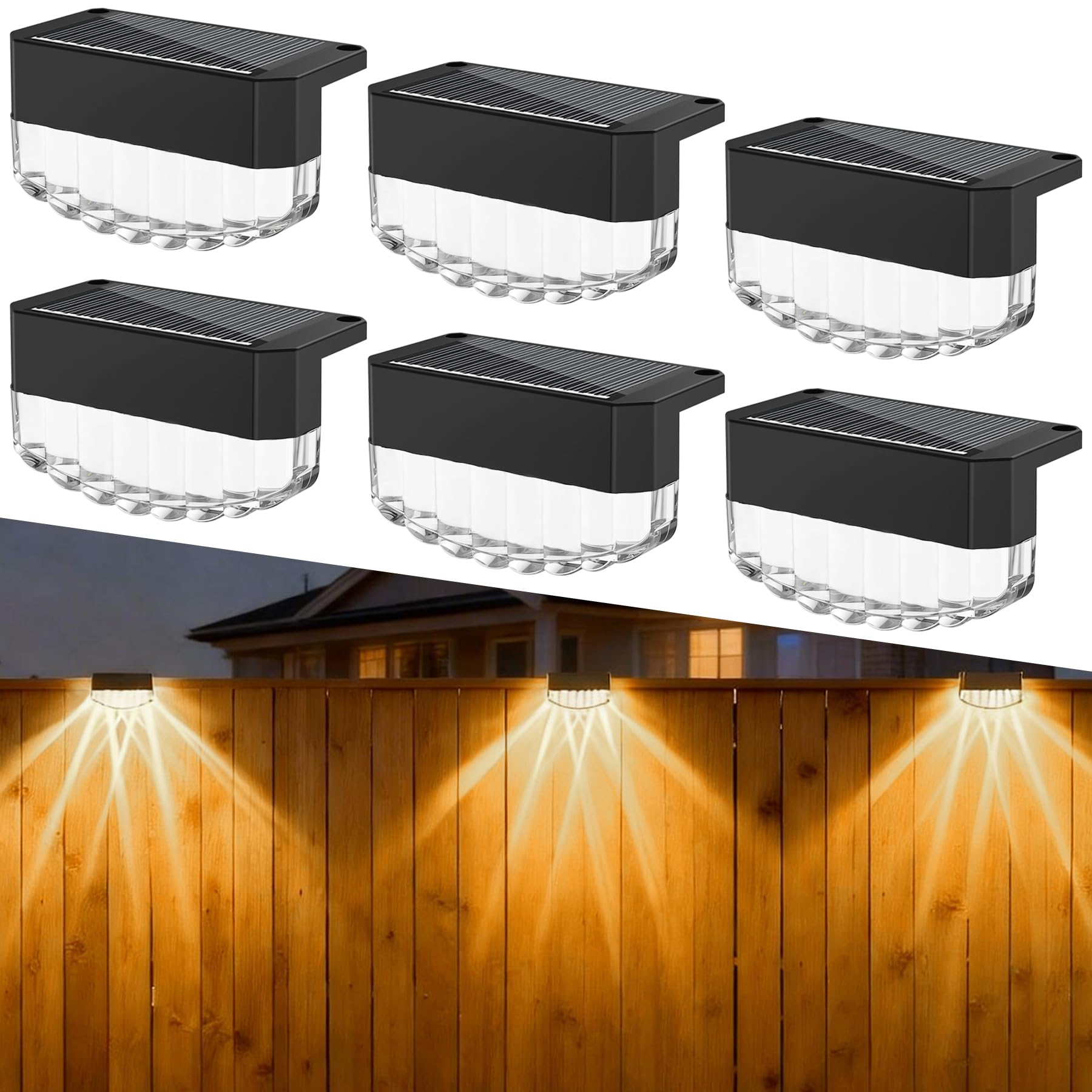 sylvwin Solarlampen für Außen, 6 Stück LED Solarleuchte, Solarlampen für Außen Wand, Solar Wandleuchte Aussen für Treppen, Stufen, Zäune, Geländer, Hof, Terrasse （Warmweiß）