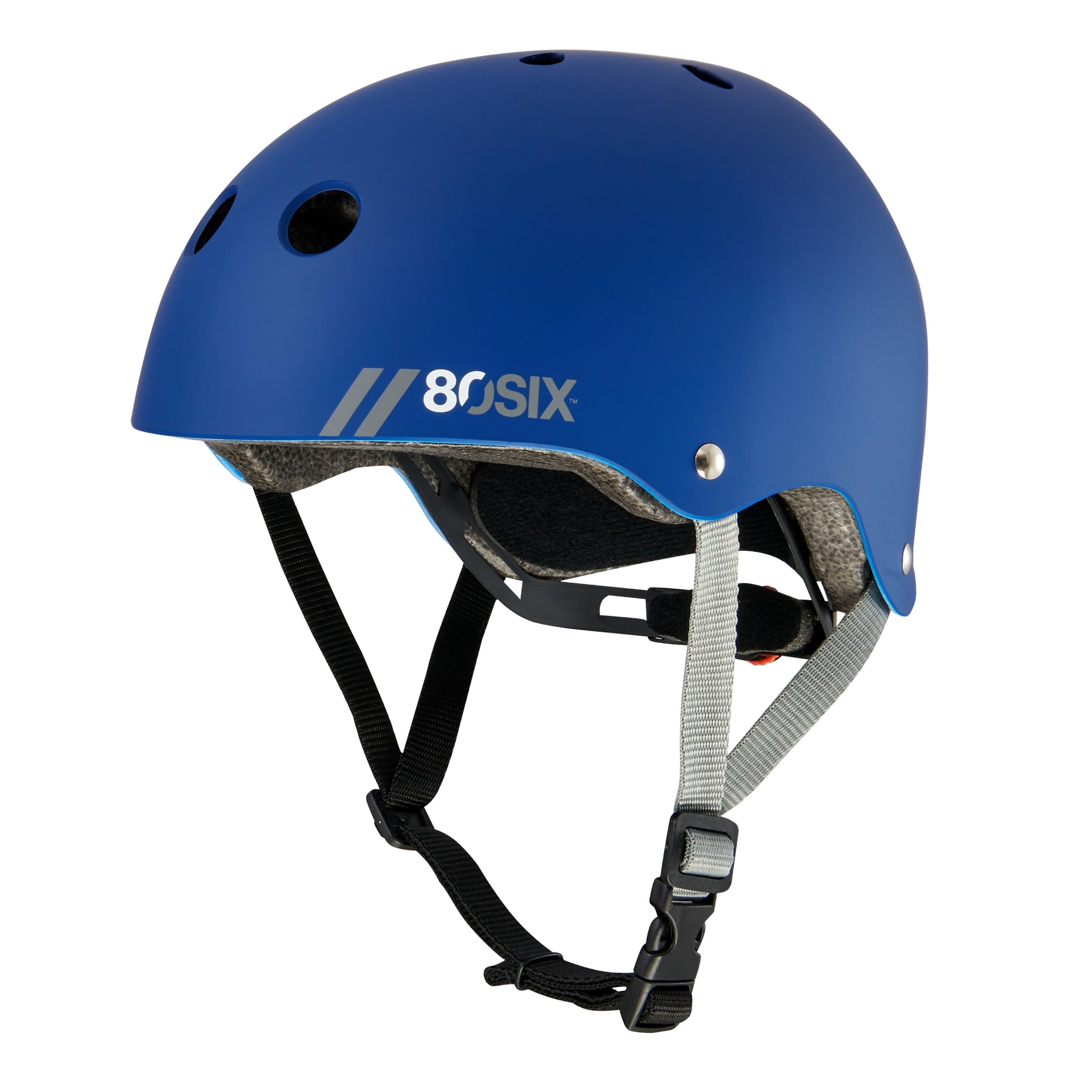 80SIX Multi-Sport Skateboard Helmet for Kids Teens&Adults-Certified Hardshell Protective Scooter&Bike Helmet with Fit Dial for Bike, Skateboard, BMX&Inline Skate,Navy Matte,L/XL