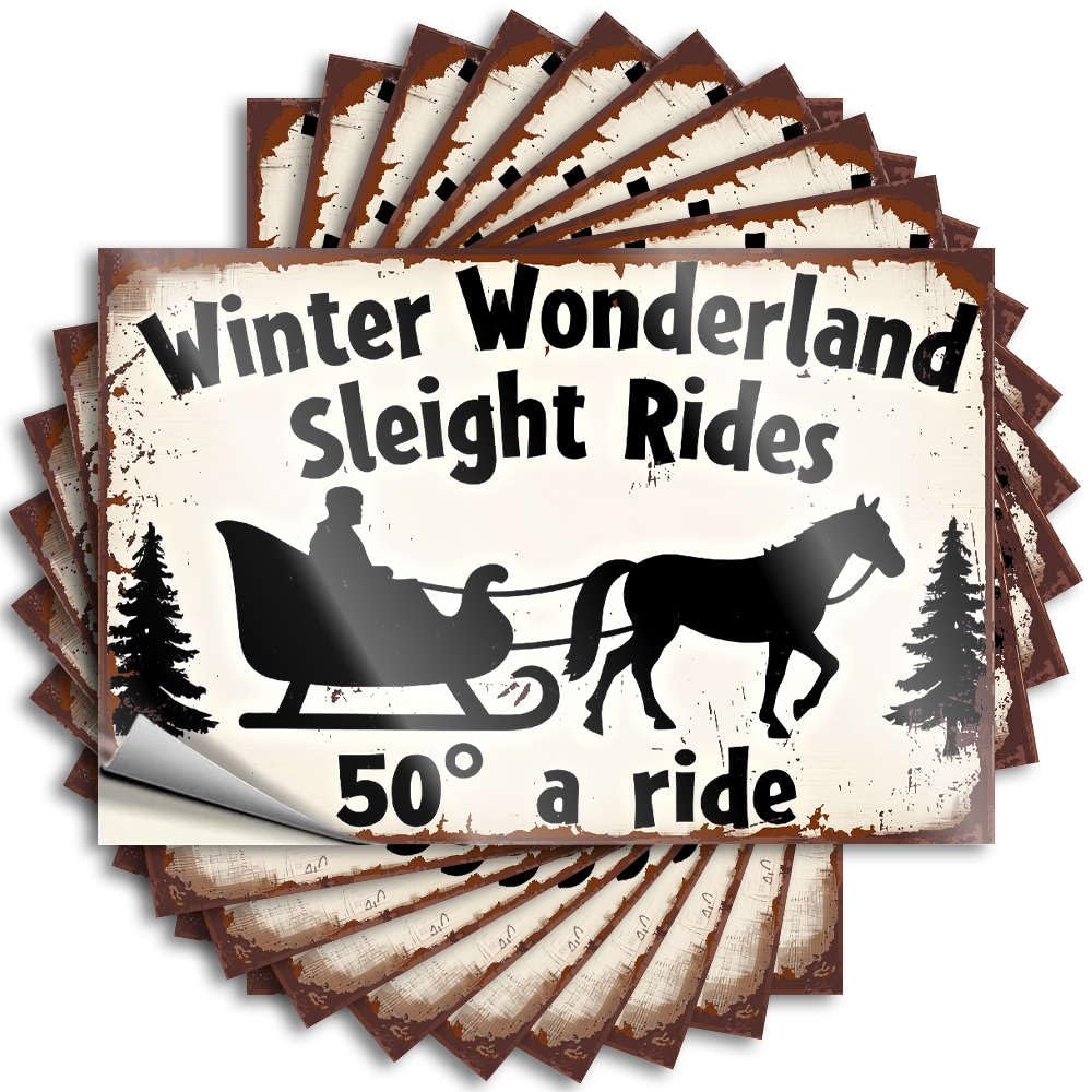 Fzfn Women's Colour Sweet Sticker Durable Hard | Winter Sleigh Ride Available. Lover Self Adhesive Sticker For Teen Diy(6X9cm)