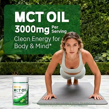 C8 MCT Oil Softgels 3000 mg, Coconut Source, 60 Count