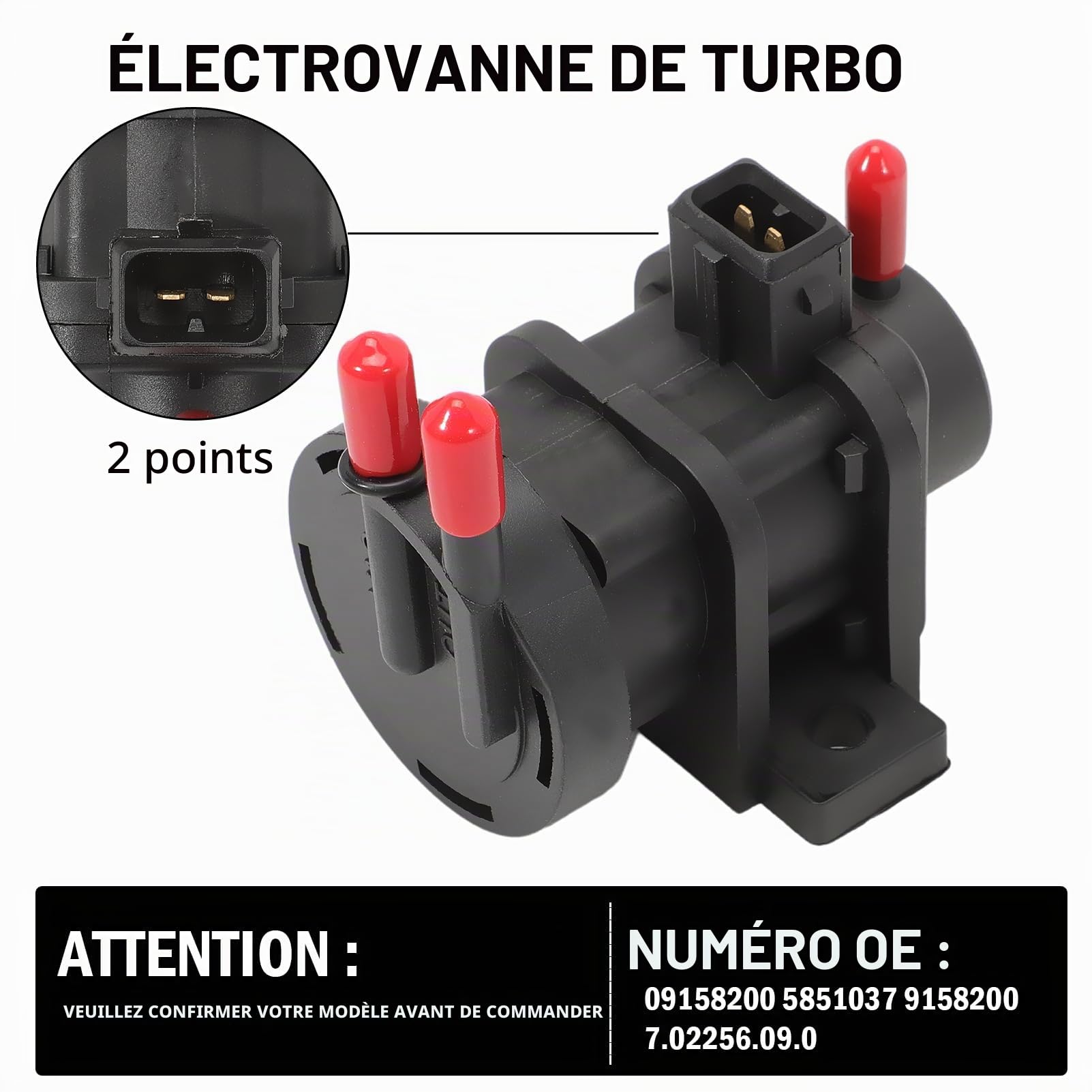 Electrovanne pour 09158200 Opel Astra G Vectra B Omega B Vectra C Zafira A Signum 2.0 2.2 DI DTi 16 V, Electrovanne Turbocompresseur 5851037 9158200 7.02256.09