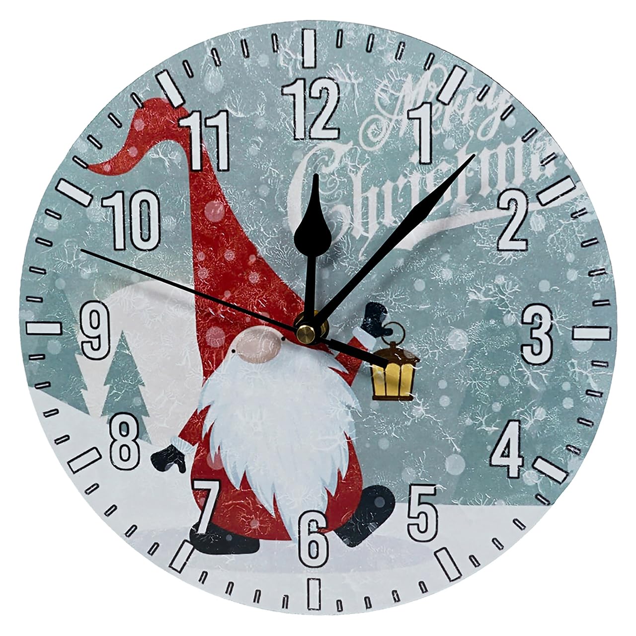 Christmas Gonk Quartz Wall Clock with Easy to Read Numbers - Battery Powered Santa Clause Father Christmas Design Home Festive Xmas Decoration for Living Dining Room, Kitchen, Bedroom - 23cm Diameter