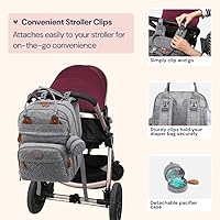 Vista 7 de BabbleRoo - Mochila para pañales - Bolso de viaje con artículos esenciales para bebés - Mochila multifuncional resistente al agua, bolso de viaje