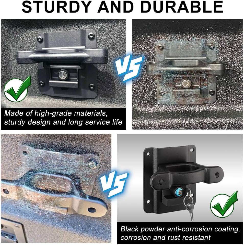 Truck Bed Tie Down Anchors with Mounting Plates 4 Pack, Compatible with F150 2015-2025/F250-F550 Super Duty 2017-2025, Replacement for FL3Z99000A64B FL3Z-9928408-AB Boxlink Cleats Kit - Image 3