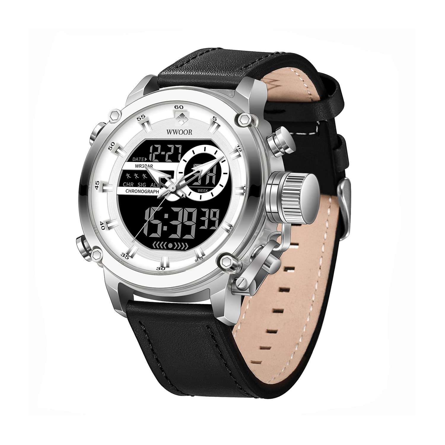 WWOOR Mens Watches Sports Outdoor Waterproof Military Watch Date Multi Function Tactics LED Watch for Men，Alarm Stopwatch, 03-HP-white, Digital,Quartz Movement (B0BXGZ4G11) Amazon Price History, Amazon Price Tracker