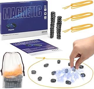 Magnet Game with 3 String, 24 Travel-Stones Magnetic Chess Game for Family & Party & Travel & Camping - Puzzle Strategy Games, Player Games for Kids & Adults