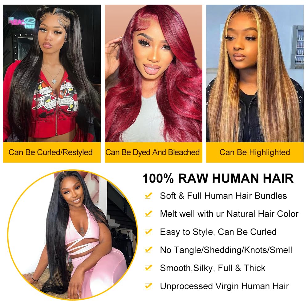 QTHAIR 18A Brazilian straight Human Hair Bundles 26" 26" 26" 24" Straight Hair Brazilian Virgin Human Hair 100% Unprocessed Virgin Hair Bundles Straight Weave