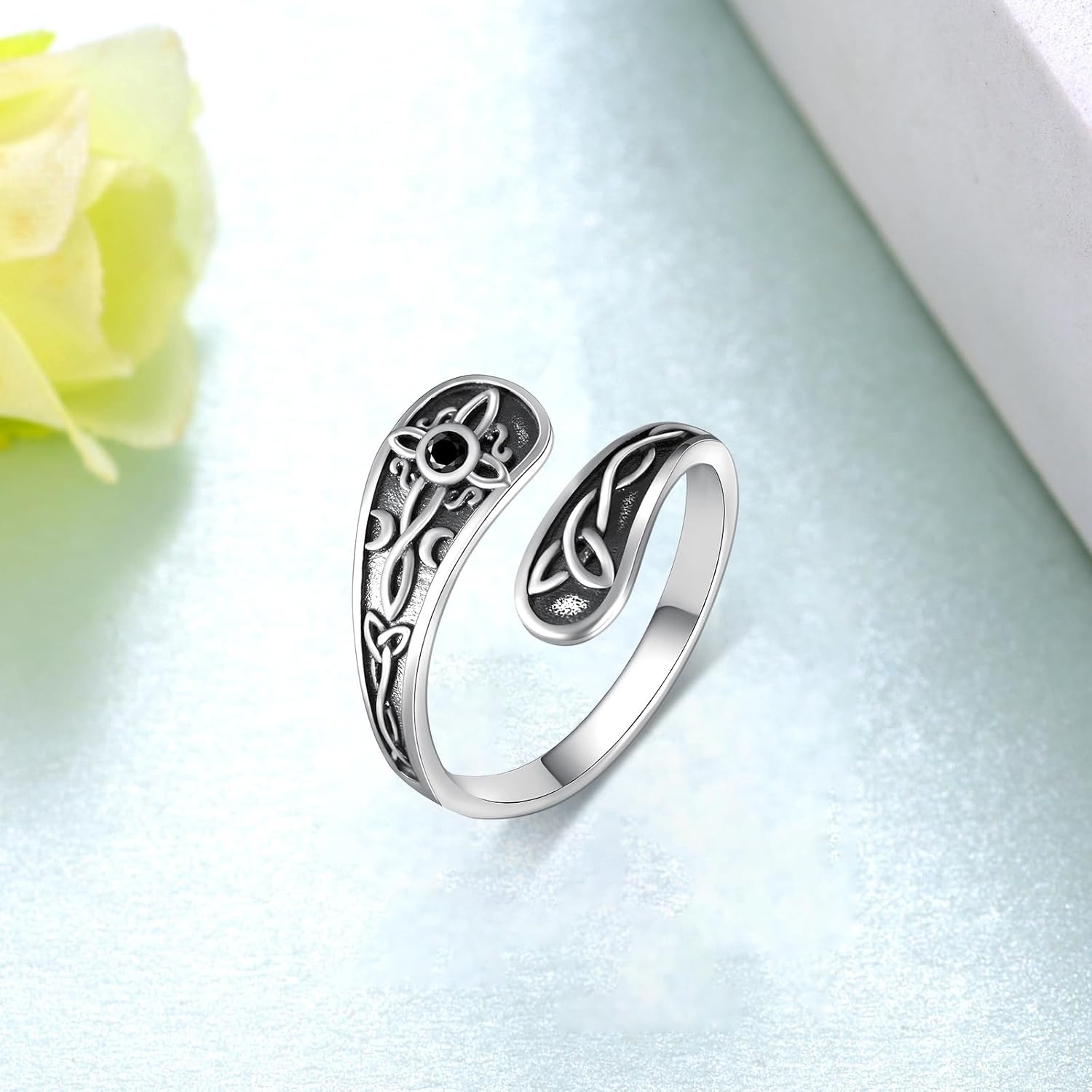 TYSO Witches Knot Ring Sterling Silver Witch Celtic Knot Spoon Rings Jewelry Gifts Women Mom Wife