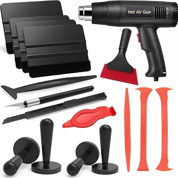 Spanno Heat Gun for Vinyl Wrap, Car Wrap Kit Window Tinting Tool Kit Includes Heat Gun, Felt Squeegee, Vinyl Wrap Cutter, Magnet Holders, Corner Squeegees