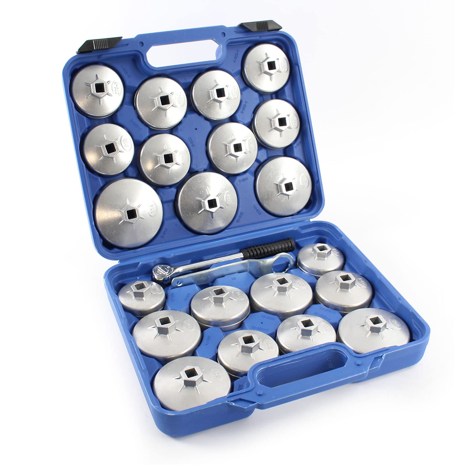 XPOtool Juego de 23 llaves de vaso para filtro de aceite aluminio herramientas set coches vehículos