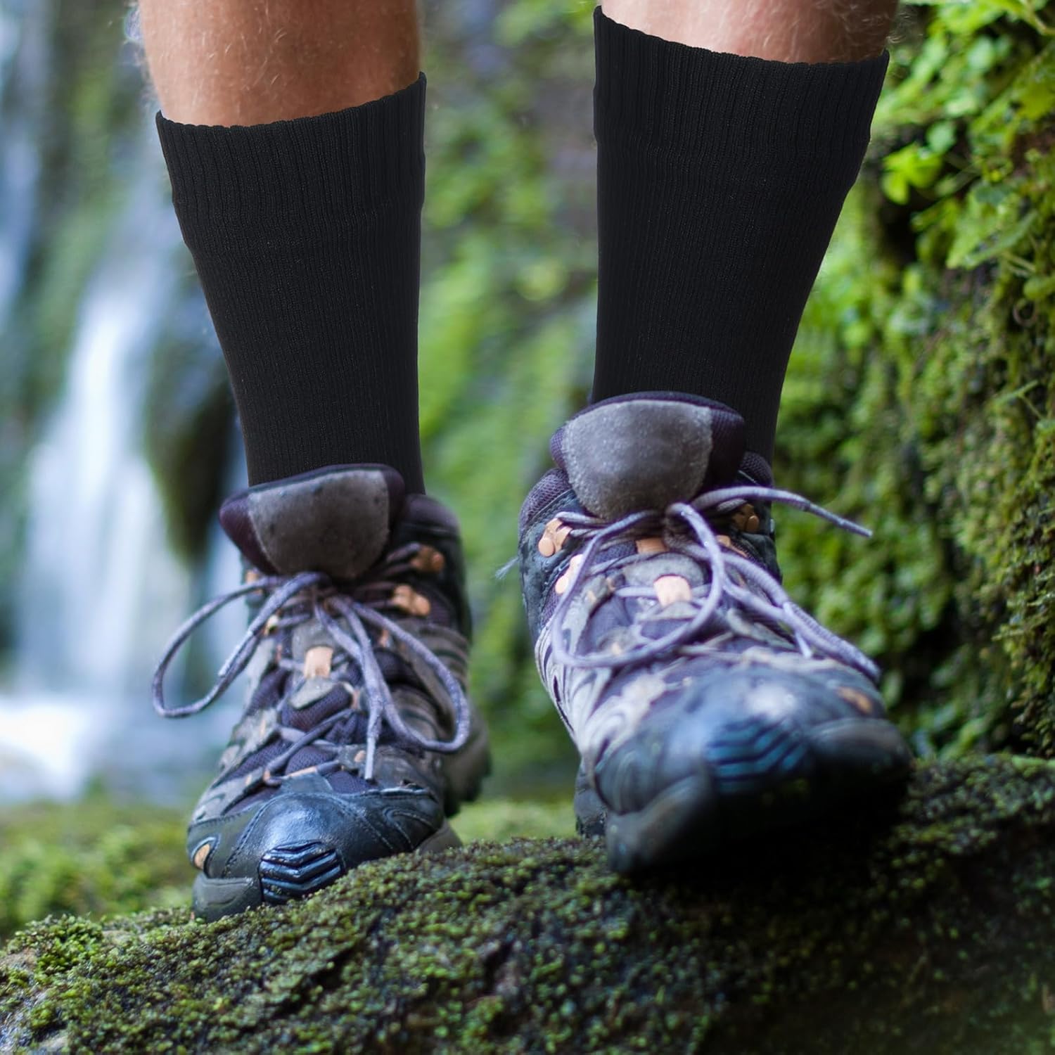 Jiuguva 4 Pairs Waterproof Socks Unisex Waterproof Breathable Outdoor Hiking Wading Fishing Socks for Men Women