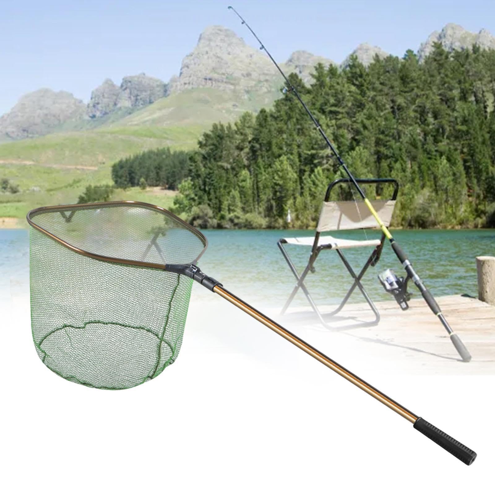Rete da pesca per catturare pesci, retino da atterraggio retrattile | manico, facile da trasportare, compatta ma abbastanza spaziosa da gestire pesci di varie dimensioni.