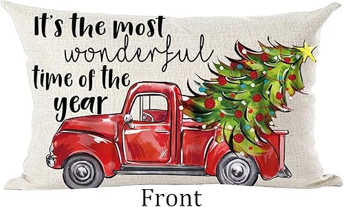 Miniatura 2 de Ramirar Funda de almohada lumbar decorativa de árbol de Navidad verde para árbol de Navidad feliz Navidad funda de cojín para el hogar sala de estar