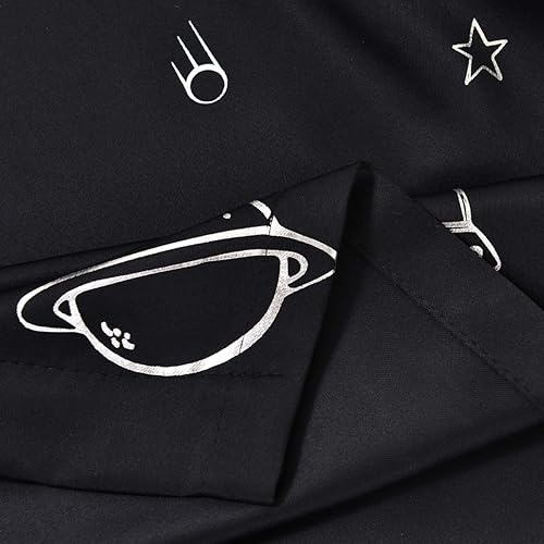 Miniatura 7 de Vangao Cortinas opacas azules con temática de estrellas para niños, cuarto de bebé, habitación de niñas, impresión de papel de aluminio dorado con