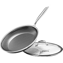 Nonstick Frying Pan with Lid 10-Inch, Durable Stainless Steel Skillet, Induction Cooktop Compatible, PFOA-Free Scratch-Proof, Dishwasher &amp; Oven Safe, Stay-Cool Handle, Silver Kitchen Cookware