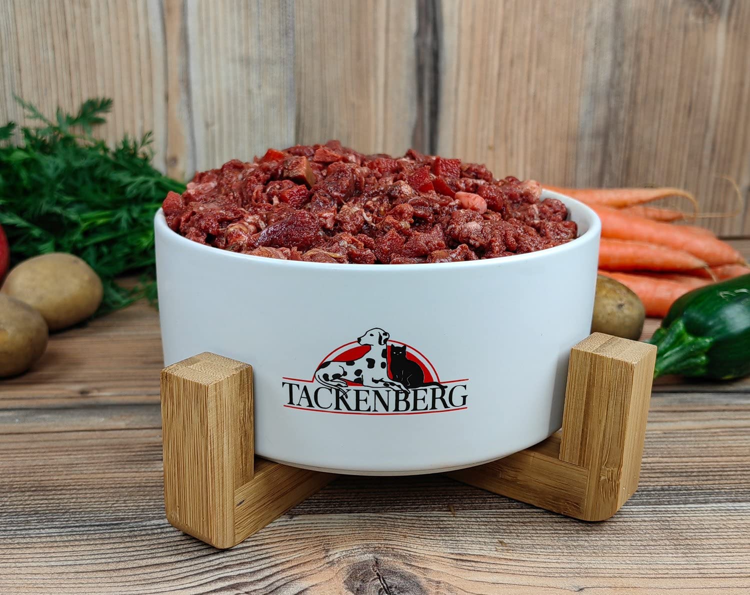 TACKENBERG Barf Menü mit Pferdefleisch, Apfel, Möhre und Süßkartoffel für Hunde - 14 x 500 g - leckeres Frostfleisch als Hundefutter in Premiumqualität - Gefrierfutter