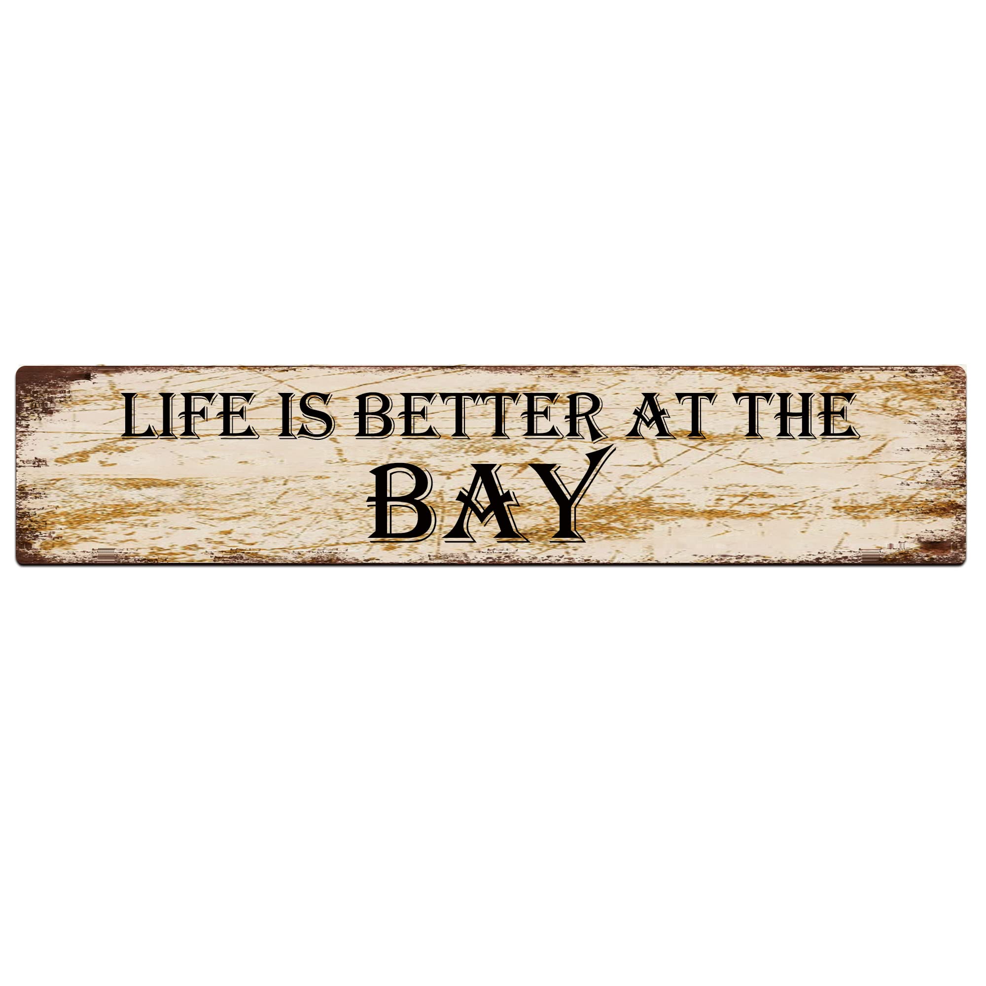 Life is Better at The Bay Retro Tin Signs Aluminum Metal Sign for Kitchen Home Garden Wall Bar Cafe Decor 4x16 Inch