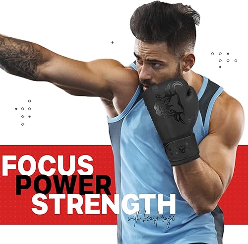 Miniatura 7 de BEAST RAGE Guantes de boxeo Muay Thai Kickboxing MMA Bolsa de Lucha Entrenamiento Golpe Entrenamiento Hombres Mujeres Sparring Fitness Mitones