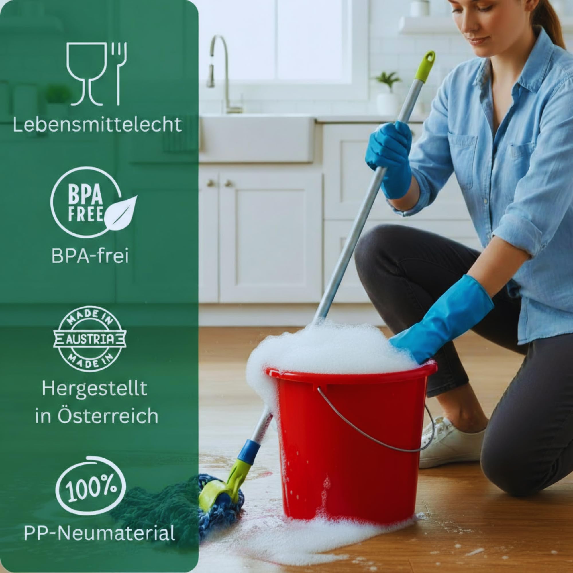 Novaliv 20 sztuk wiaderek 10 l, czerwone, z podziałką na wymiar – wiadro do czyszczenia 10 litrów ? 28,5 cm, praktyczne, uniwersalne ze skalą, do gospodarstwa domowego i ogrodu, idealne jako wiadro