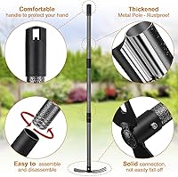 Vista 5 de Herramienta de azada de jardín, herramienta de deshierbe de doble cabezal 2 en 1, cultivador de mango largo ajustable de 45 pulgadas para deshierbe