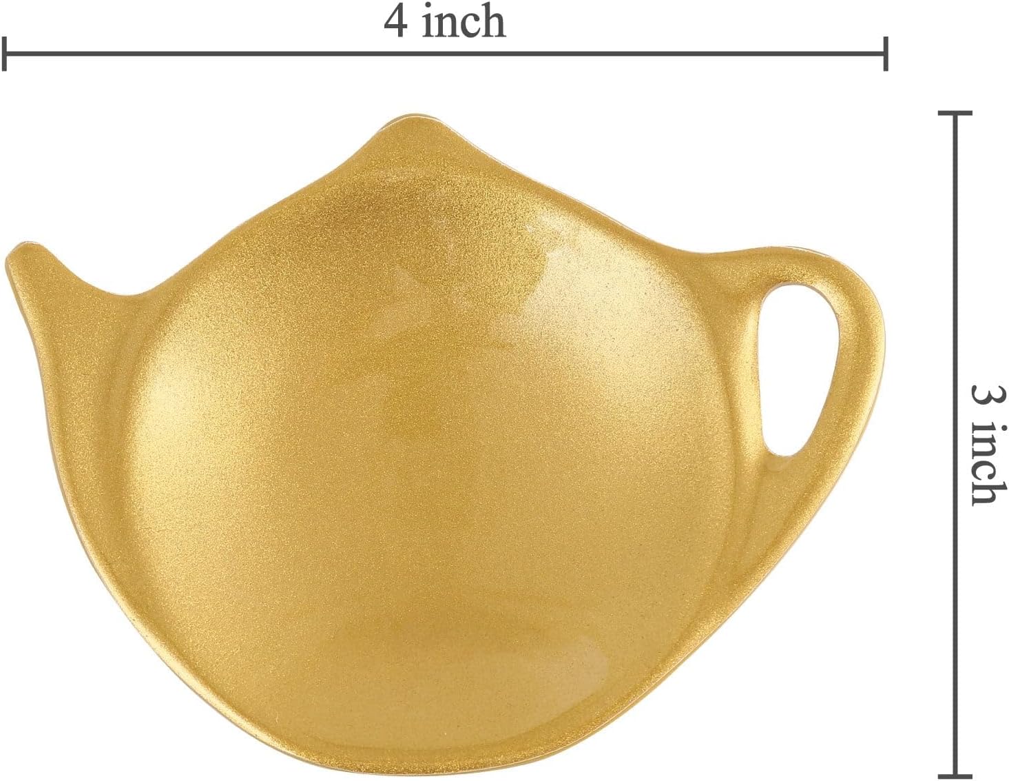 Supreme Housewares Regal Gold Tea Bag Holders, Teapot Shaped Tea Bag Coasters Spoon Rests Saucer Seasoning Dish Set, Christmas Decorations, Yellow, 4 x 3 Inch, Set of 4
