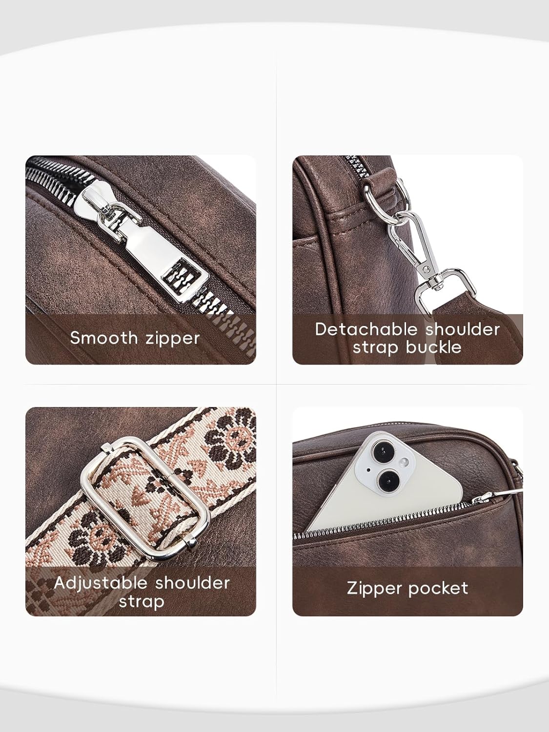 CLUCI Small Crossbody Bags for Women Purses for Women Cross Body Bag Crossbody Purse with Adjustable Wide Strap - Image 4