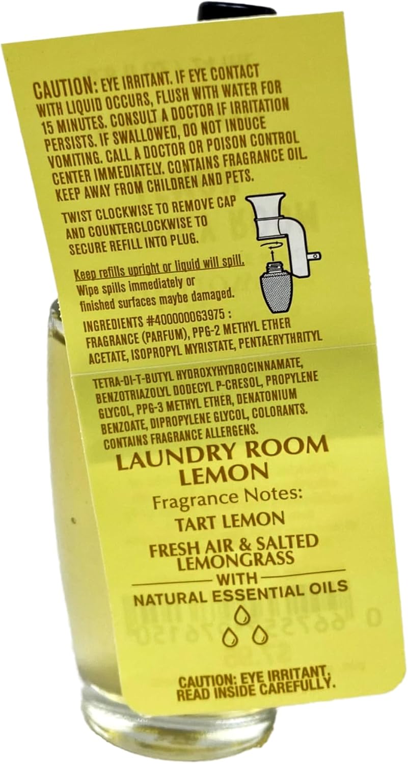 Bath & Body Works Laundry Room Lemon 4 Pack Wallflowers Home Fragrance Refill Bundle with a Natural Oats Sample Soap
