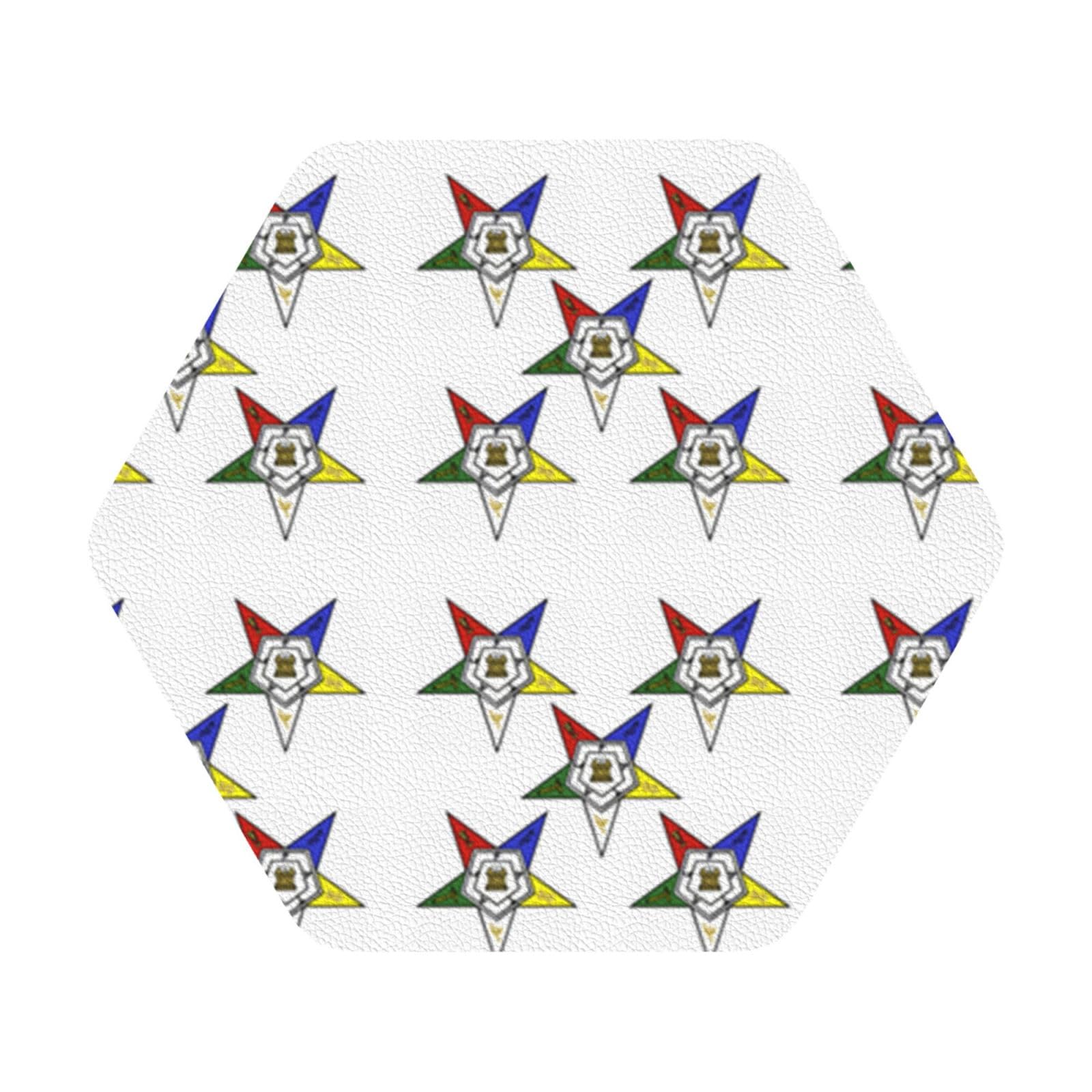 Stars Eastern Stars PU Leather Coasters Set of 6 Hexagon Drink Coasters