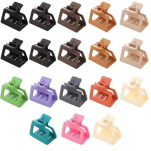 Vista 7 de 18 Pack Square Small Hair Clips for Women Girls,2 Inch Matte Rubber Coating Medium Claw Clips Thin Short Hair,Strong Hold Jaw Clips(Neutral